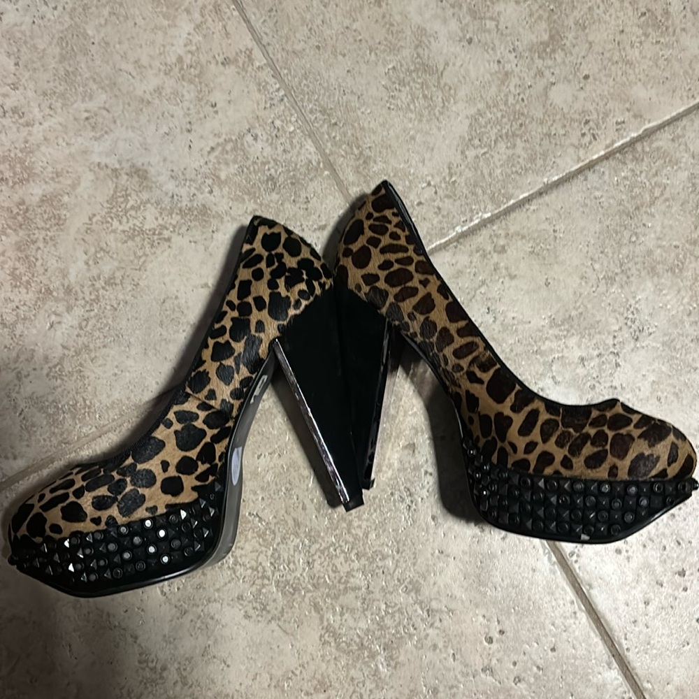 Sam Edelman leopard jeweled heels